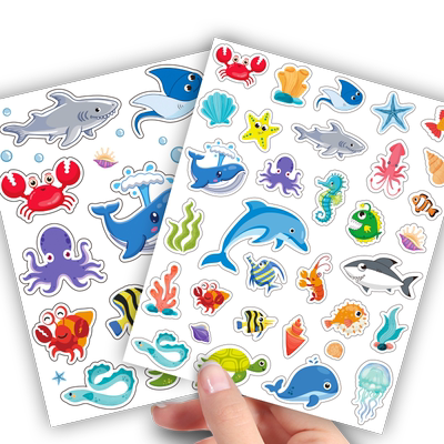 可爱海洋生物贴纸儿童奖励表扬贴