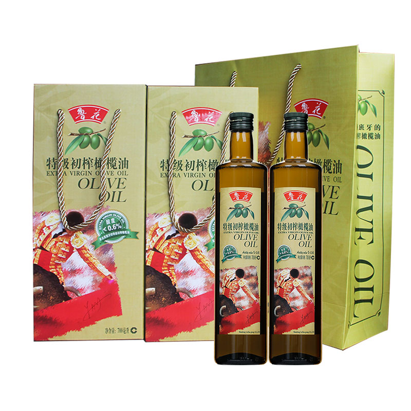 鲁花特级初榨橄榄油700ml*2瓶礼盒西班牙优质原料厨房健康食用油