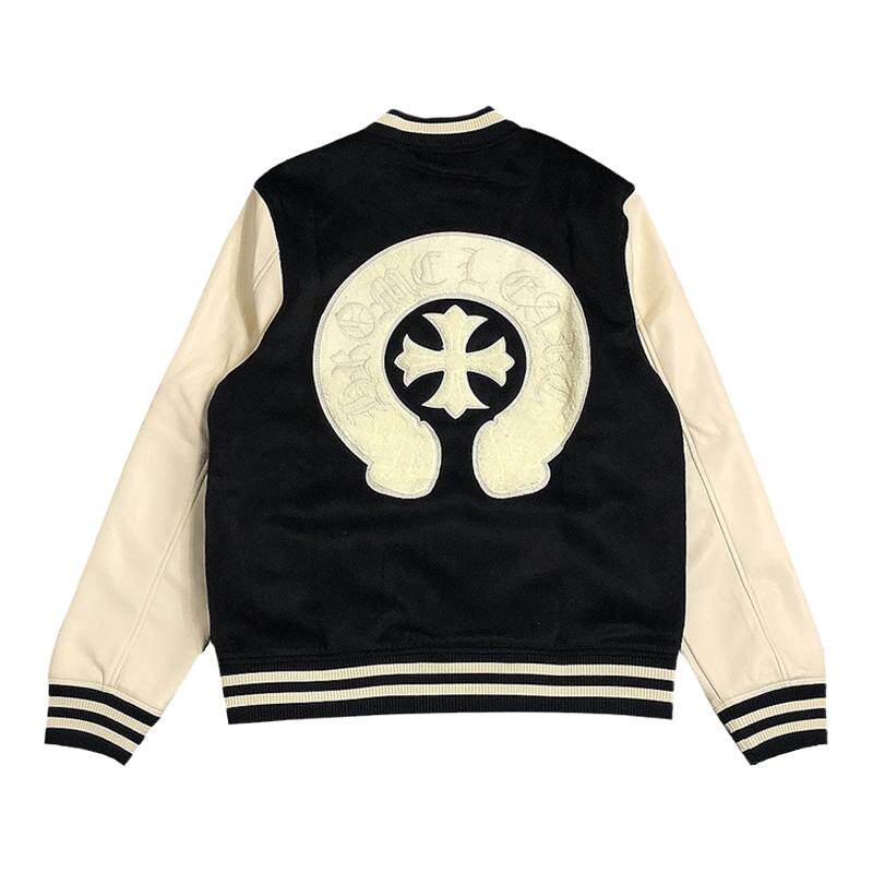 毛巾绣大logo欧美ins潮牌经典插肩pu皮袖棒球薄棉服男女夹克外套