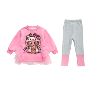 卡通女童套装春季2026新款洋气时髦儿童宝宝春装巨好看卫衣两件套