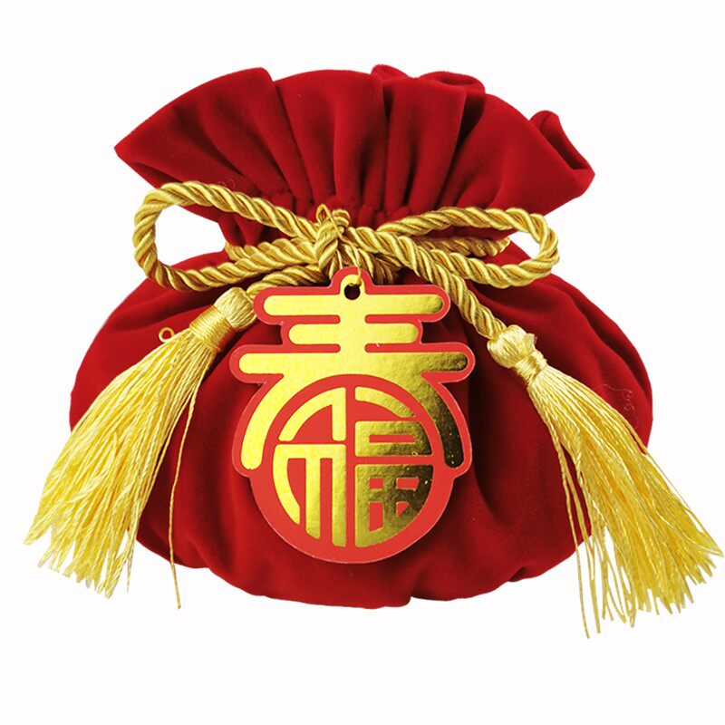 2026新款圆底福袋定做新年圣诞节绒布袋束口袋礼品袋喜糖袋红包袋