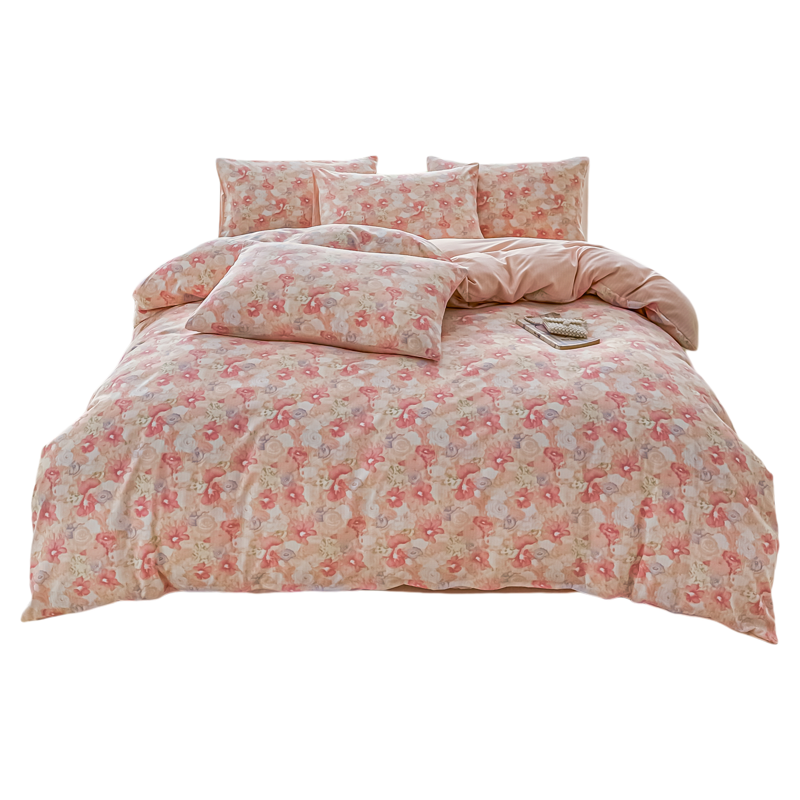 福满园A类双层纱针织有氧棉四件套学生宿舍三件套床单被套ins风