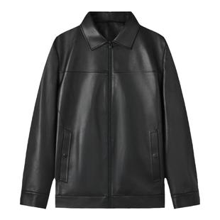 【绵羊皮】九牧王皮衣外套男秋冬真皮修身立领皮夹克