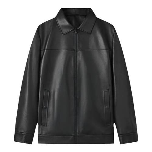 【绵羊皮】九牧王皮衣外套男秋冬真皮修身立领皮夹克