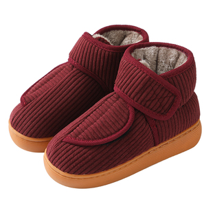 冬季加绒加厚保暖老人棉鞋防滑软底脚肿胖肥宽松专用鞋开口棉拖鞋