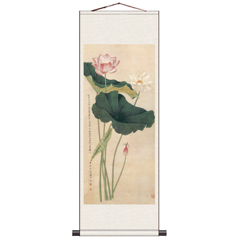 荷花花鸟画客厅招财装饰字画办公室风水靠山挂画于水墨画风景壁画