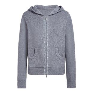 FIVE PLUS连帽毛衣女Miu系通勤开衫上衣拉链卫衣款