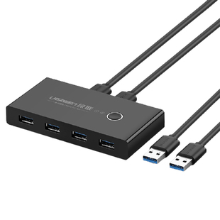 绿联usb切换器3.0两台电脑共用键盘鼠标信号显示器u盘主机台式2进4出分配四4口分线器接口转换器打印机共享器