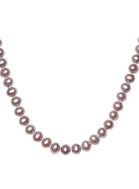 周六福淡水珍珠项链女紫色珍珠链坠S925银优雅送女友本命年礼物