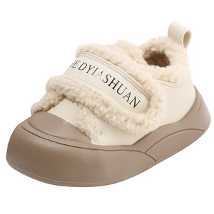 冬季新款小童加绒休闲鞋1一2岁男童学步鞋子女宝宝软底棉鞋女童鞋