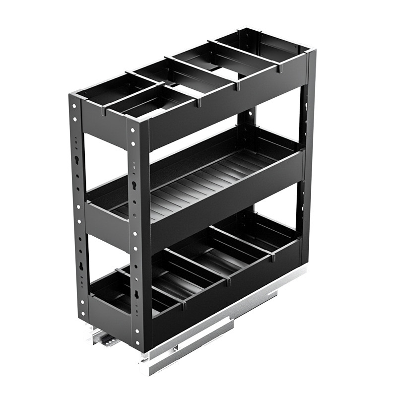 厨房橱柜调味拉篮加深窄柜浅柜铝合金开门抽屉小尺寸调味料可定制