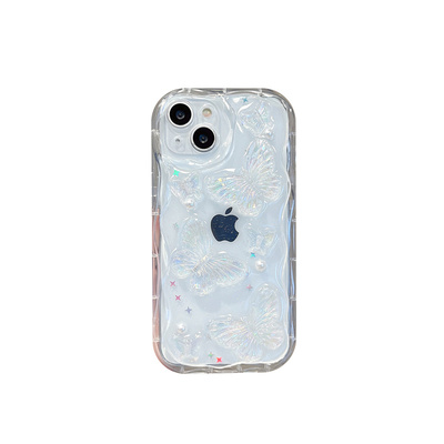 立体蝴蝶适用苹果15plus手机壳女iphone14promax防摔保护套13 12全包11透明软壳XSMAX新款小众XR高级感保护壳