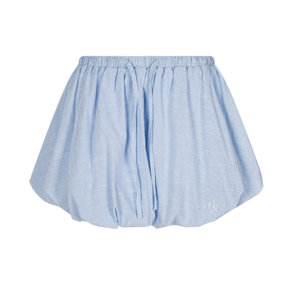 韩系竖条纹a字花苞裙短裙女