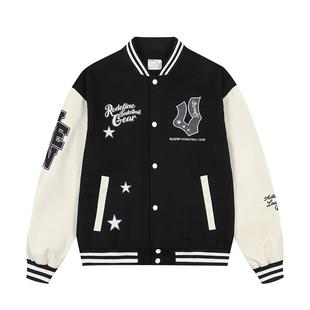维动星驰棒球服外套男春秋季新款美式运动宽松休闲情侣开衫夹克女