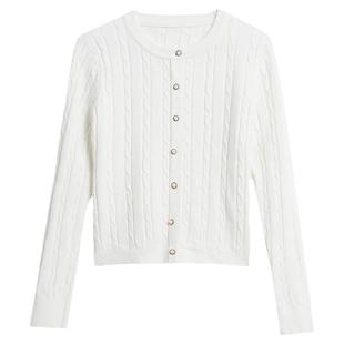 麻花短款毛衣女2026春季新款女装高腰时尚上衣修身内搭打底针织衫