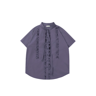 散养文化正肩短袖衬衫夏