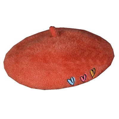 韩国进口加绒加厚爱心防寒贝雷帽