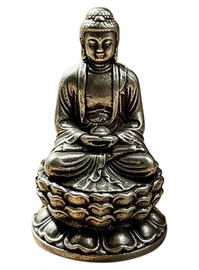 中式白铜佛像坐莲观音供奉摆件