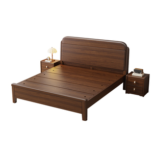 箱体床储物床全实木床1米8双人床大床胡桃木床1米5高箱床收纳床