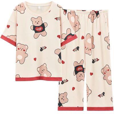 夏季可外穿薄款全棉七分裤短袖女