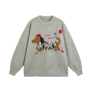 【田嘉瑞同款】MANYSTON美式潮牌青少年2024男生毛衣情侣针织衫