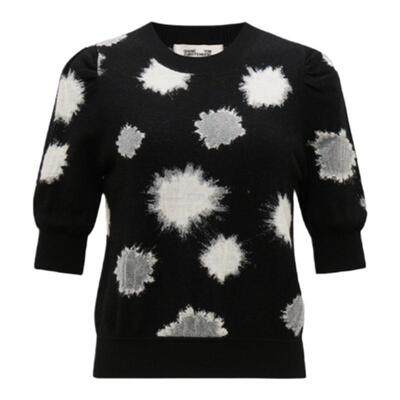 DVF黑白圆点圆领针织套头衫