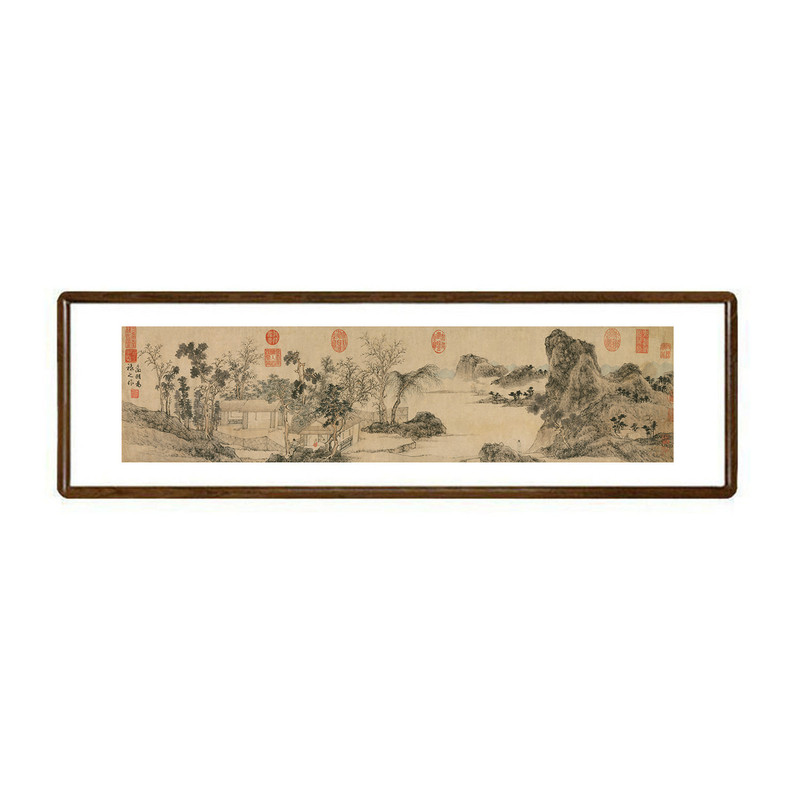 文征明林榭煎茶图实木框山水画