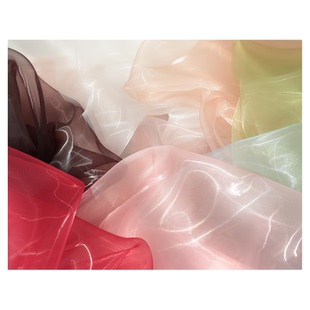 日本进口小田欧根纱流光轻透轻薄布高光泽顺滑手工礼服连衣裙布艺