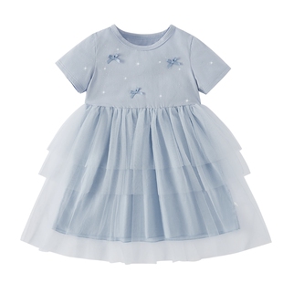 [7A抗菌]裙子女童新款儿童夏装蝶结网纱裙小童公主裙宝宝连衣裙夏