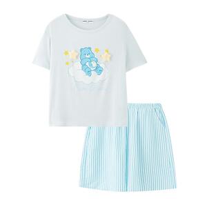 三福【爱心小熊联名】女夏季趣味卡通睡衣套装家居服517862