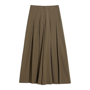 YINER音儿女装秋阳离子染色纱法式风琴褶弹力阔腿休闲裤