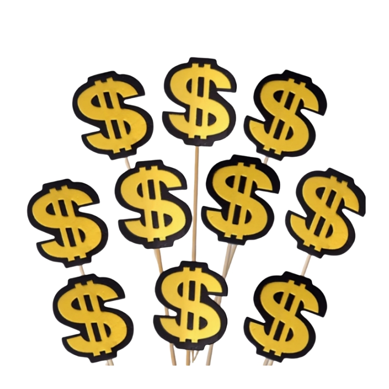美元美金纸片符号$插牌金色暴富