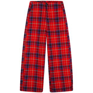 落落狷介加绒裤子女2025年新款冬季毛呢休闲裤高腰格子羊毛裤保暖