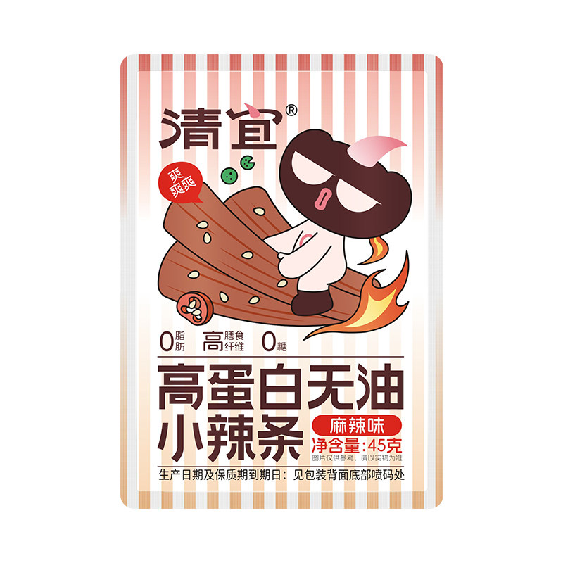 清宜高蛋白无油辣条低0无减即食糖卡脂肥烤面筋魔芋辣条解馋零食