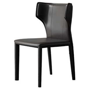 意式极简马鞍皮餐椅家用现代简约轻奢高级感设计师椅子餐厅餐桌椅