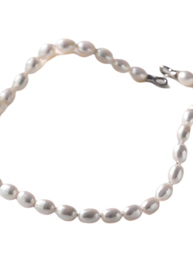 天然强光无核淡水大米珠项链