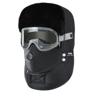 jeep吉普冬季加绒护耳保暖棉帽防寒加厚加绒雷锋帽东北抗风帽子男