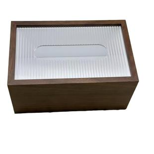 新中式桌面胡桃木色纸巾盒客厅高档中古风餐巾抽纸盒茶几装饰盒子