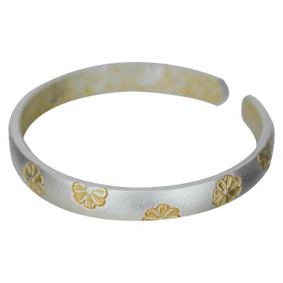 国风轻奢女款足银描金格桑花手镯