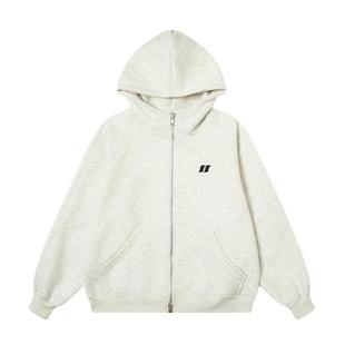 丛林老虎潮牌半高领双拉链加厚毛领卫衣外套男女加绒连帽宽松上衣