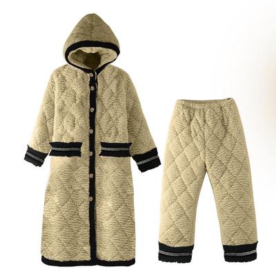 睡袍夹棉珊瑚绒睡衣女冬季保暖