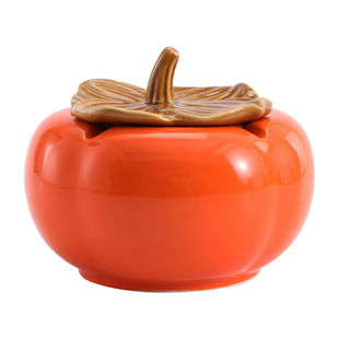 柿柿如意烟灰缸带盖陶瓷创意个性潮流轻奢防飞灰客厅摆件大号柿子