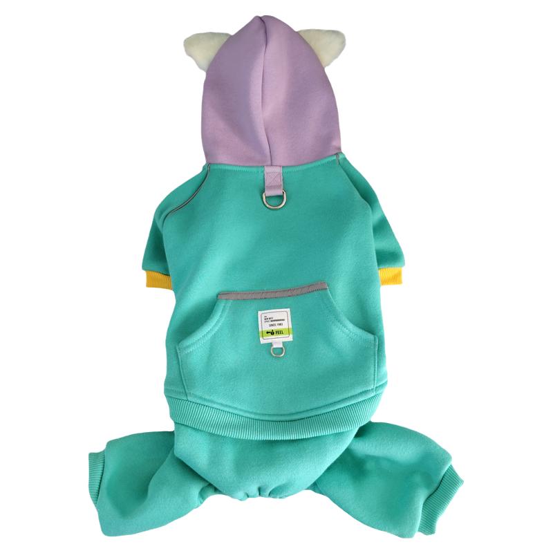秋冬狗狗四脚衣服可牵引加厚保暖泰迪雪纳瑞比熊中小型犬卫衣棉服