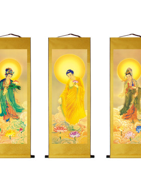 工厂直销卷轴画西方三圣佛像挂画