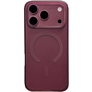 简约磨砂勃艮第酒红磁吸适用苹果18promax手机壳新款17pro女iphone16pro斜挎背带挂绳15pro全包防摔樱桃红色