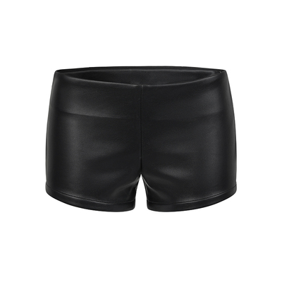 HiimDai低腰PU皮短裤