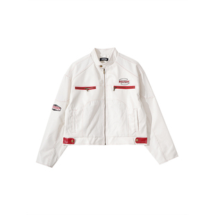 Holocene美式潮牌高街PU皮衣机车服设计感小众情侣宽松款夹克外套