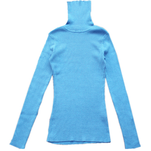 全棉高领纯棉线毛衣女针织衫紧身内搭打底衫套头秋冬修身白色2022