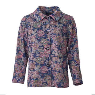 贝特如春季中老年女装复古翻领显瘦八分袖优雅淑女妈妈装外套EF