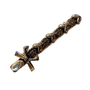 韩版高级感灰色毛呢重工闪钻爱心发夹女时尚精致侧边碎发一字夹